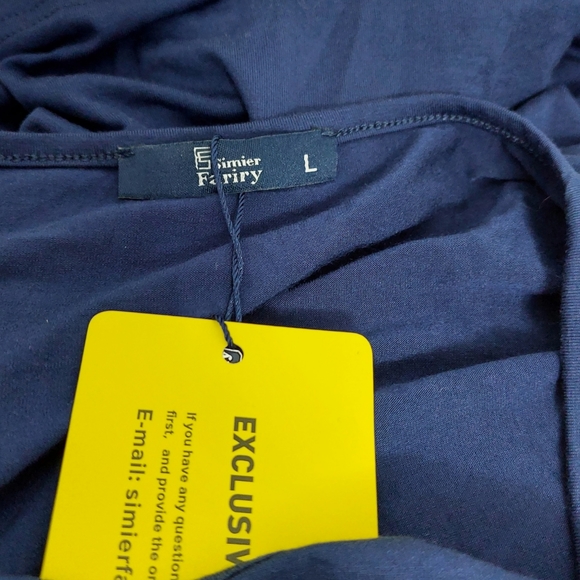 Casual A Line Womens L Navy Dress with Front Pockets by Simier Fariry - Picture 7 of 8